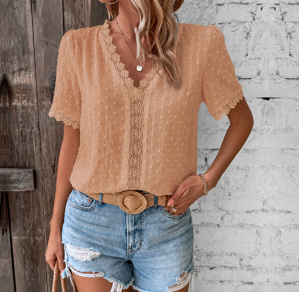 Camille | Women's V-Neck Lace Blouse