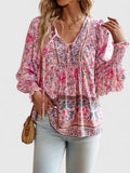 Sienna | Women's Floral Boho Blouse V-Neck Puff Sleeve Top