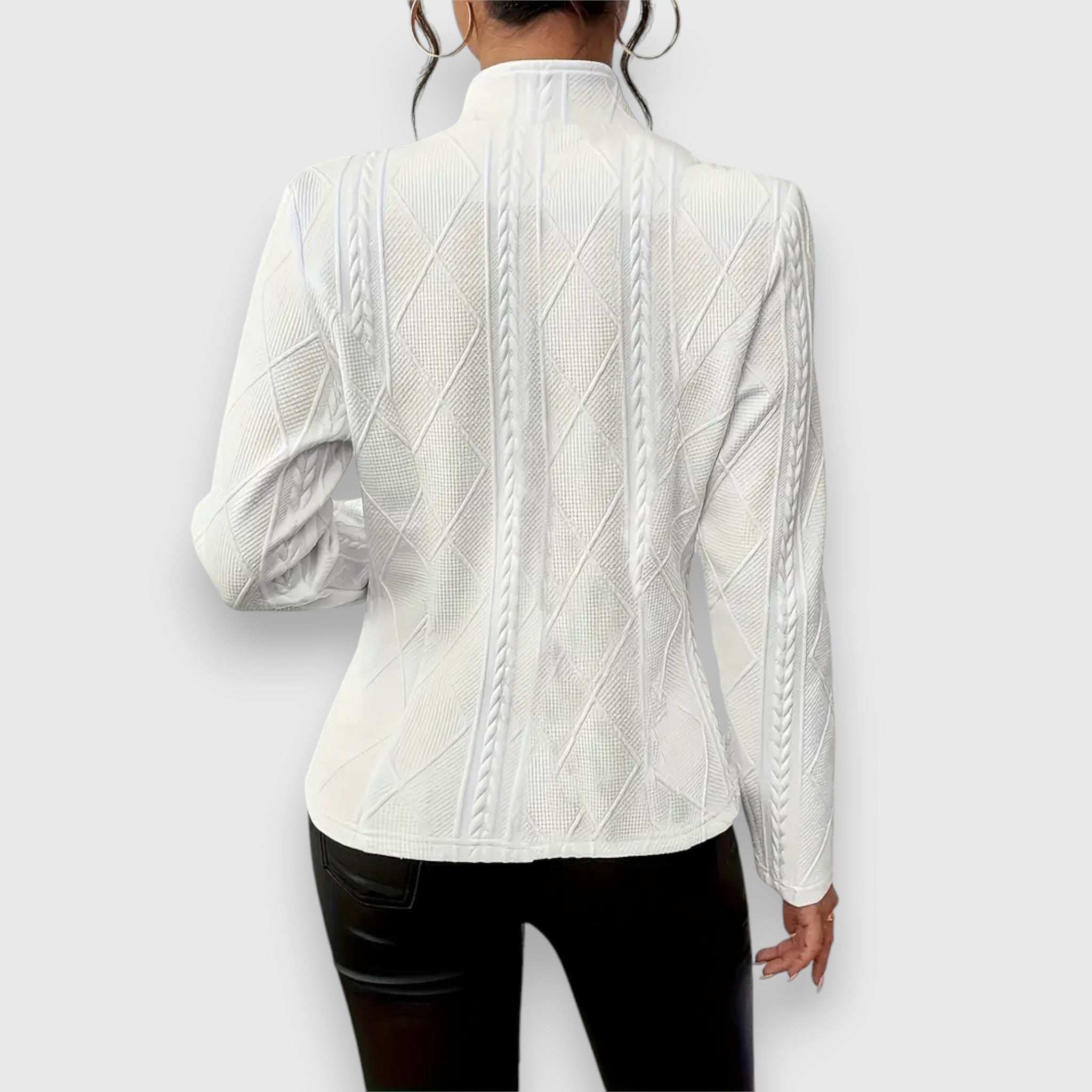Briseis | Women's Mock Neck Cable Knit Sweater Top