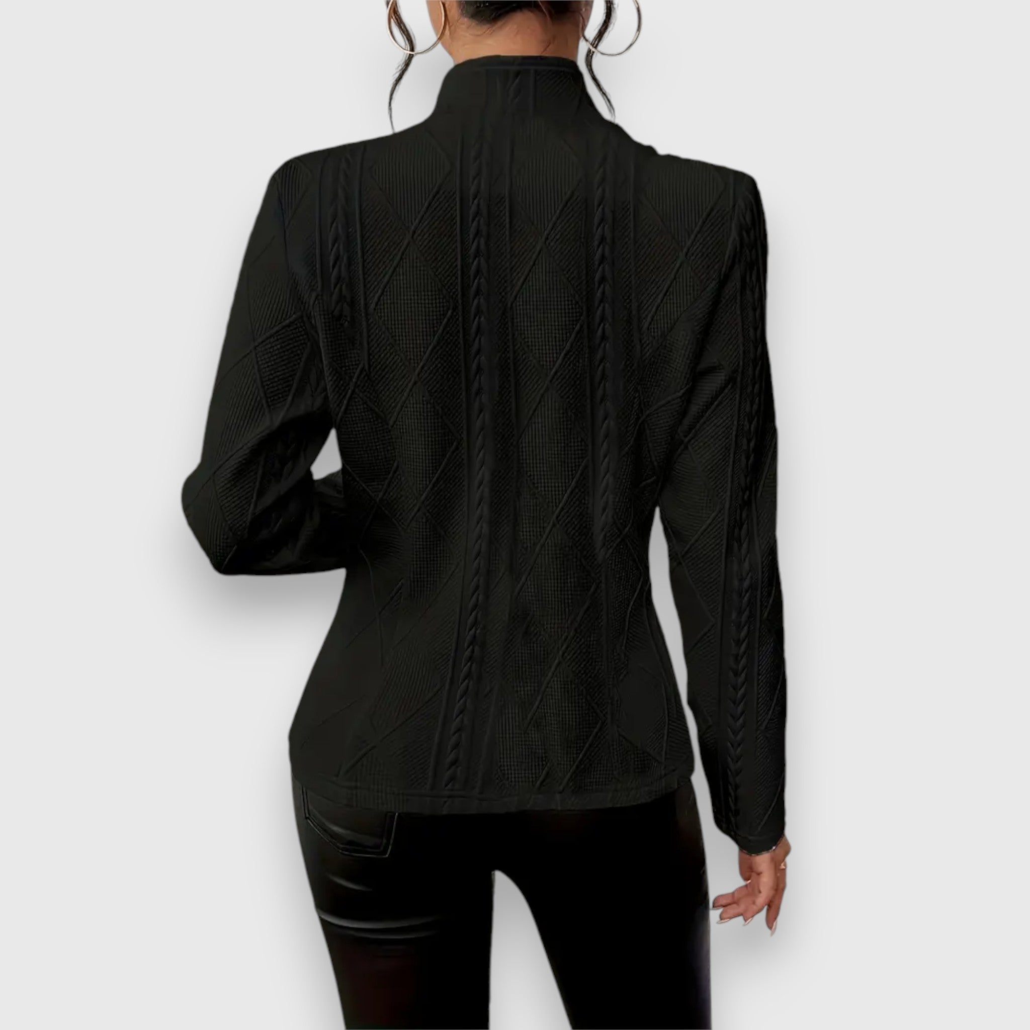 Briseis | Women's Mock Neck Cable Knit Sweater Top