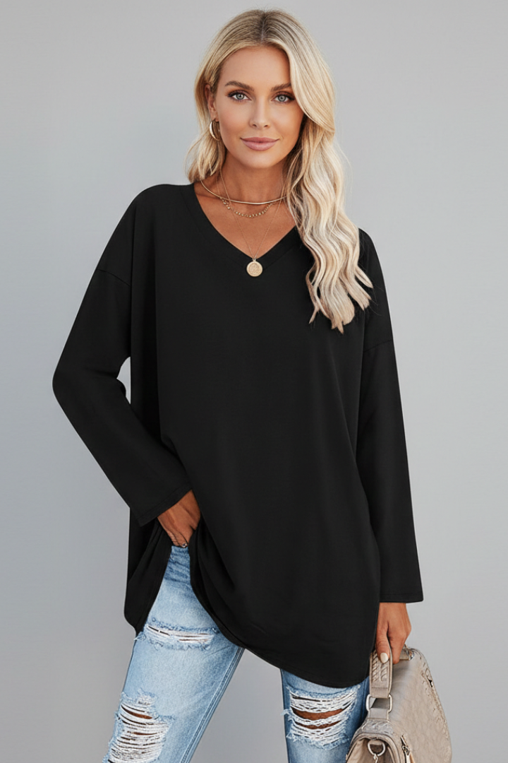Brixton | Women's V Neck Relaxed Fit Long Sleeve Top