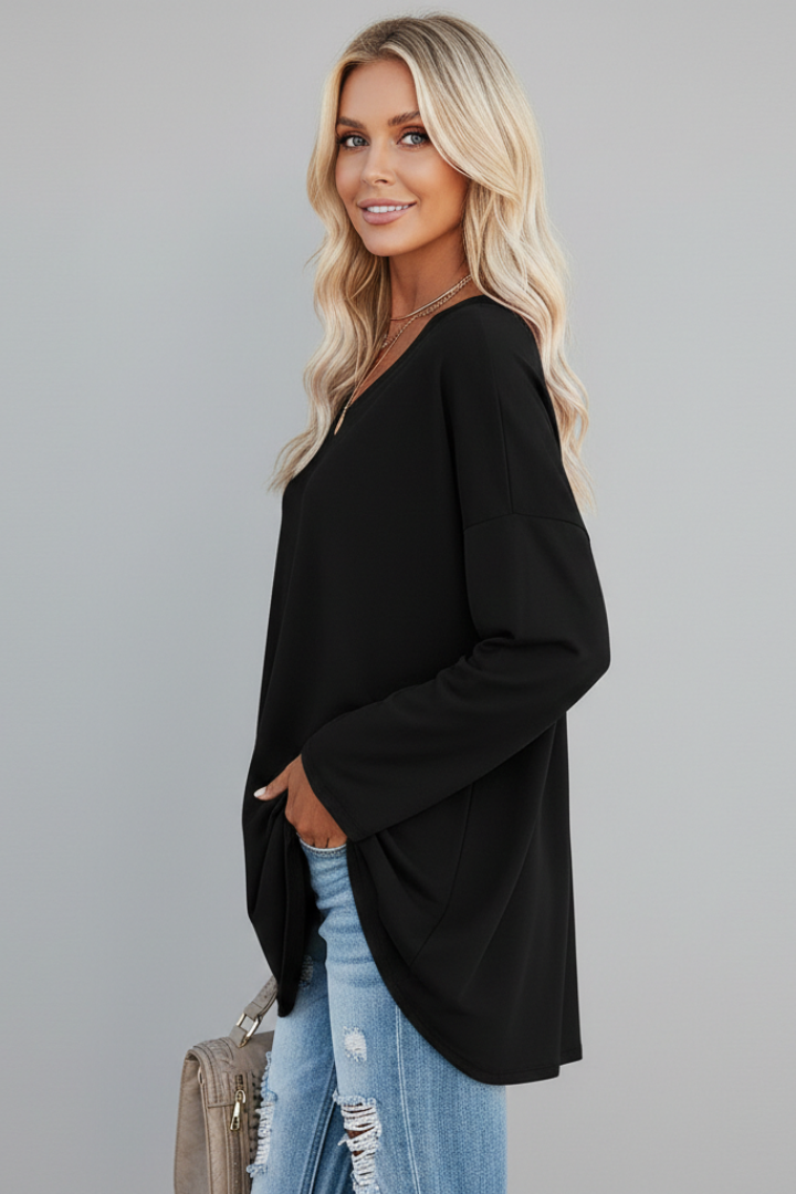 Brixton | Women's V Neck Relaxed Fit Long Sleeve Top