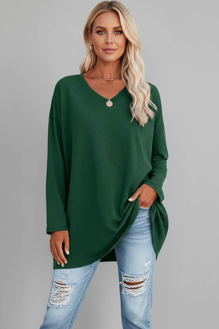 Brixton | Women's V Neck Relaxed Fit Long Sleeve Top