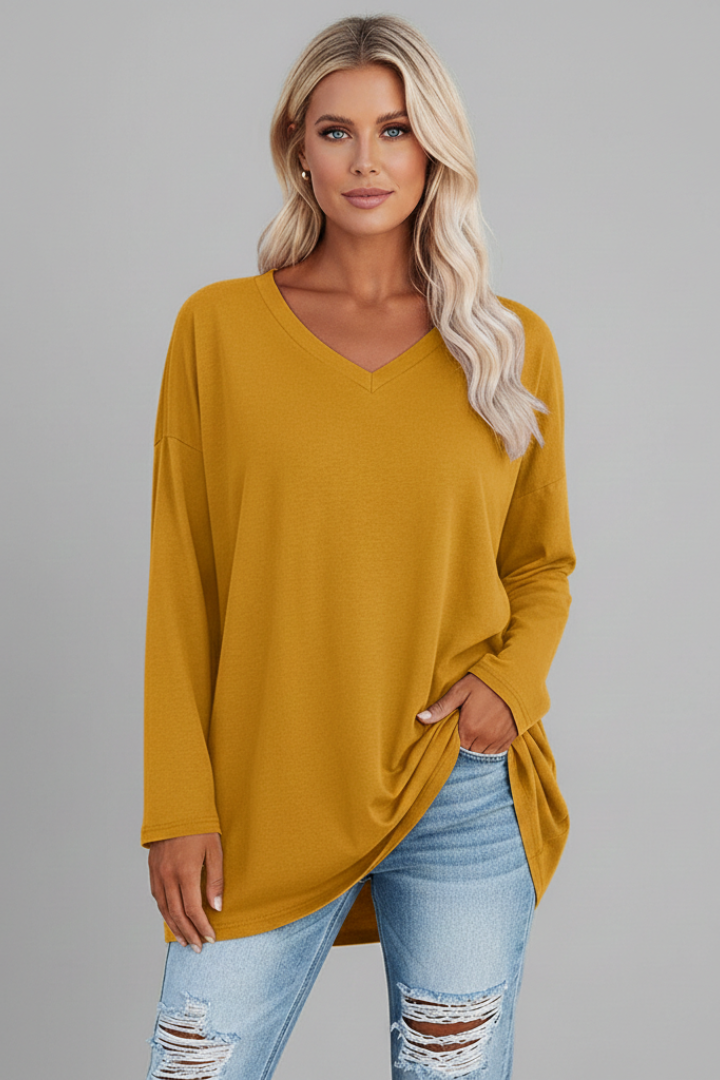 Brixton | Women's V Neck Relaxed Fit Long Sleeve Top