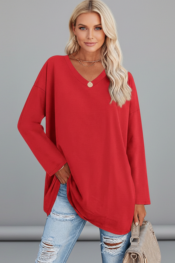 Brixton | Women's V Neck Relaxed Fit Long Sleeve Top