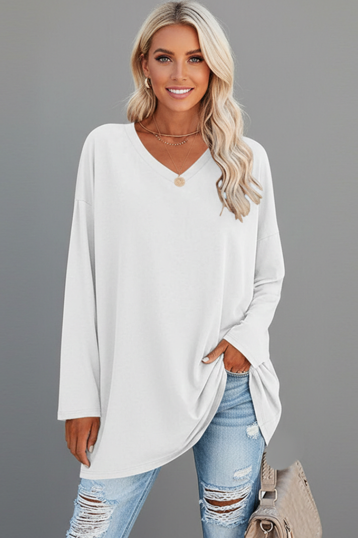 Brixton | Women's V Neck Relaxed Fit Long Sleeve Top
