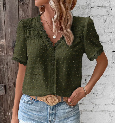 Camille | Women's V-Neck Lace Blouse