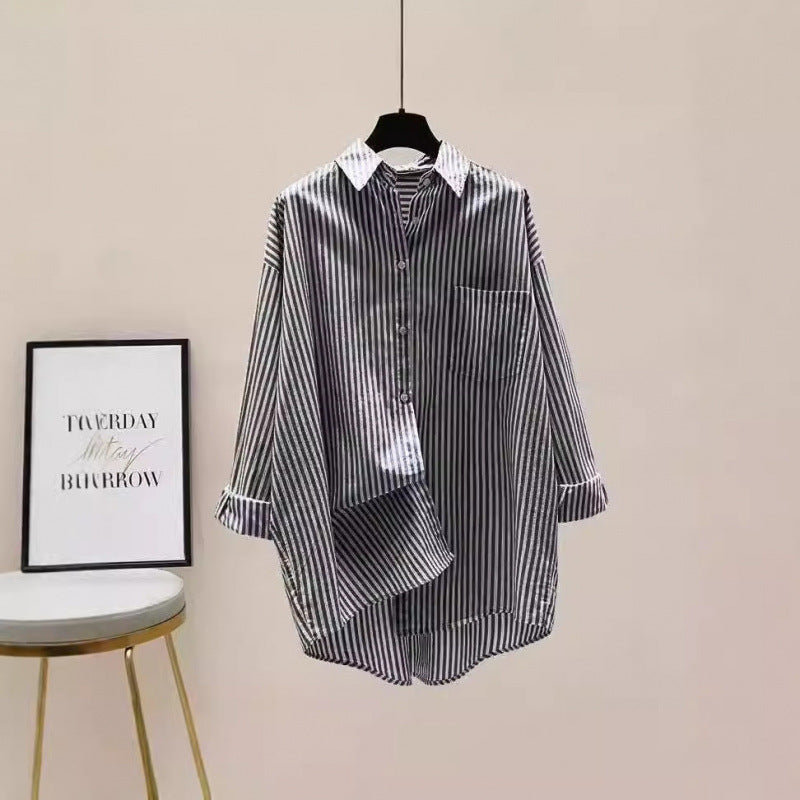 Daphne | Women's Striped Oversized Long Sleeve Shirt