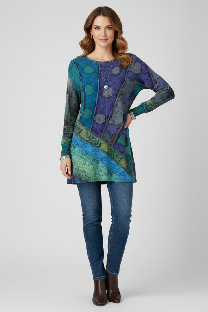 Lorelei | Women's Patchwork Long Sleeve Tunic