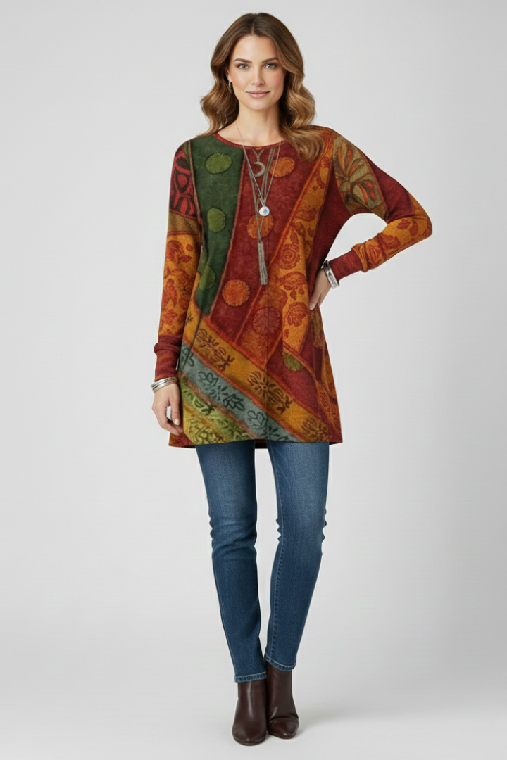 Lorelei | Women's Patchwork Long Sleeve Tunic
