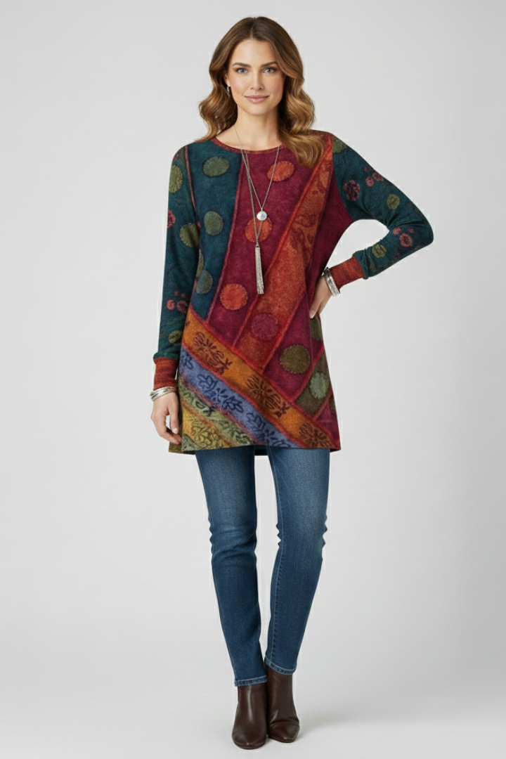 Lorelei | Women's Patchwork Long Sleeve Tunic