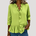 Theodora | Women's Ruffle Trim V-Neck Peplum Blouse